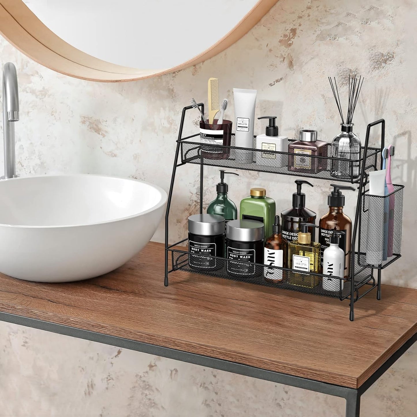 Bathroom Organizer Countertop, Spice Rack Organizer for Cabinet,Black