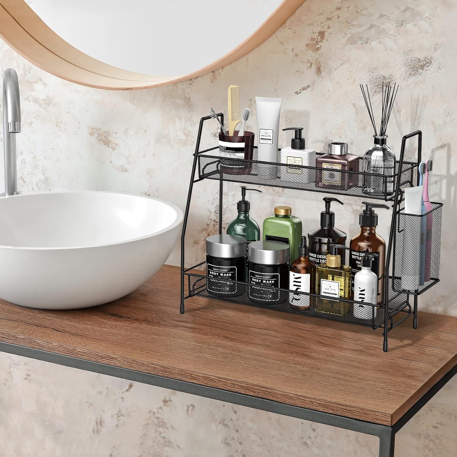 Bathroom Organizer Countertop, Spice Rack Organizer for Cabinet,Black