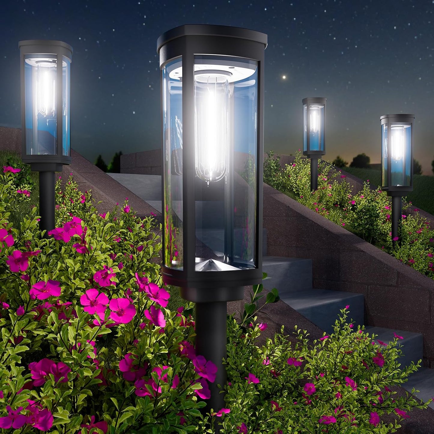 Solar Landscape Lights, 6 Pack, Cool White, IP65
