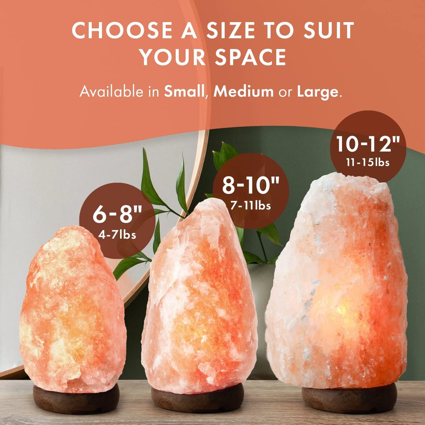 Himalayan Salt Rock Lamp | 6-8 Inch (4-7 Lb) | Natural Salt Rock Lamp with Dimmer Switch & Wooden Base | Night Light & Bulb Replacement (Pack of 2)