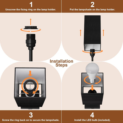Bedside Table Lamp for Bedroom with 2 USB Ports, 14-Inch, Black