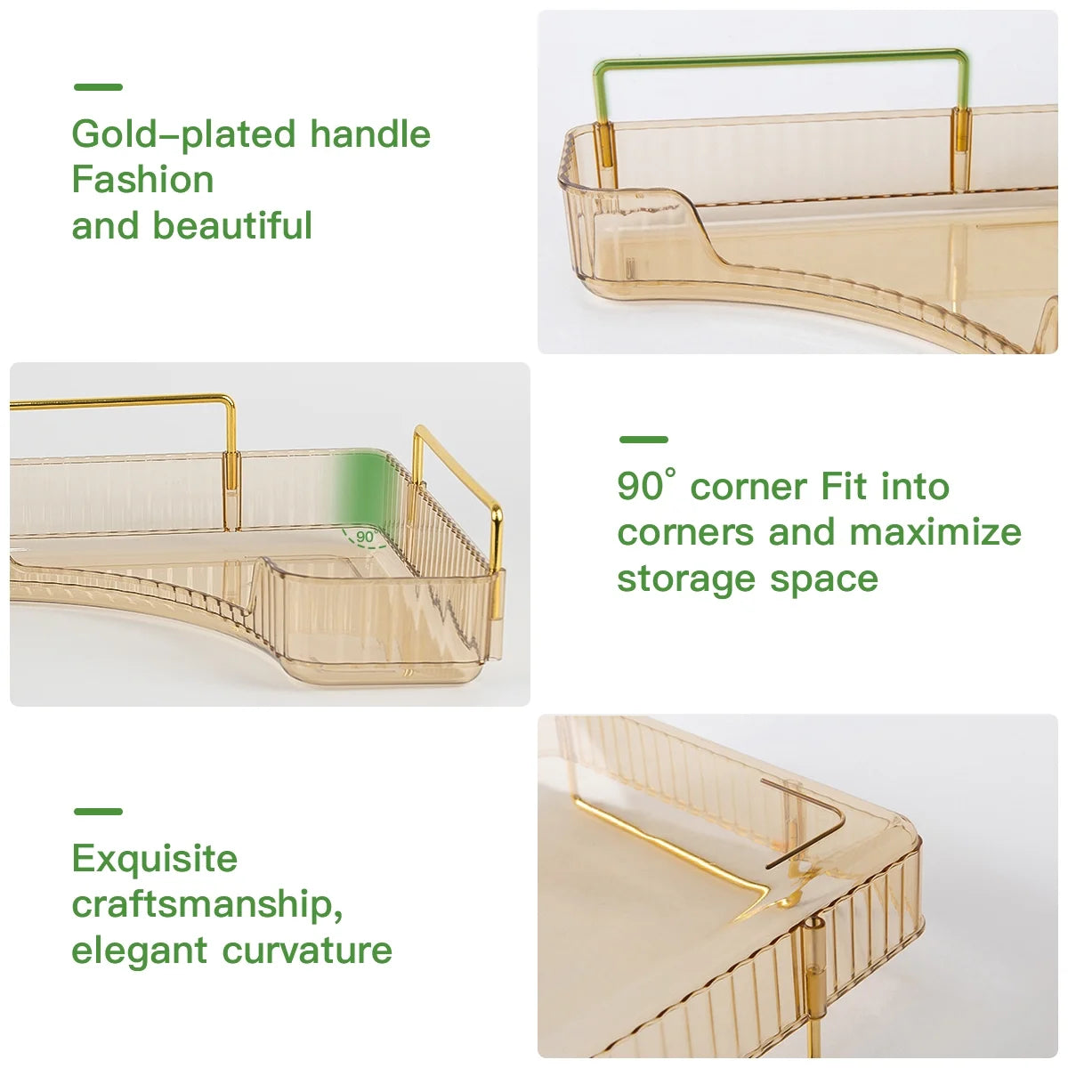 3-Tier Bathroom Counter Organizer Countertop Storage Organizer Makeup Organizer Space Saving Vanity Trays – Gold