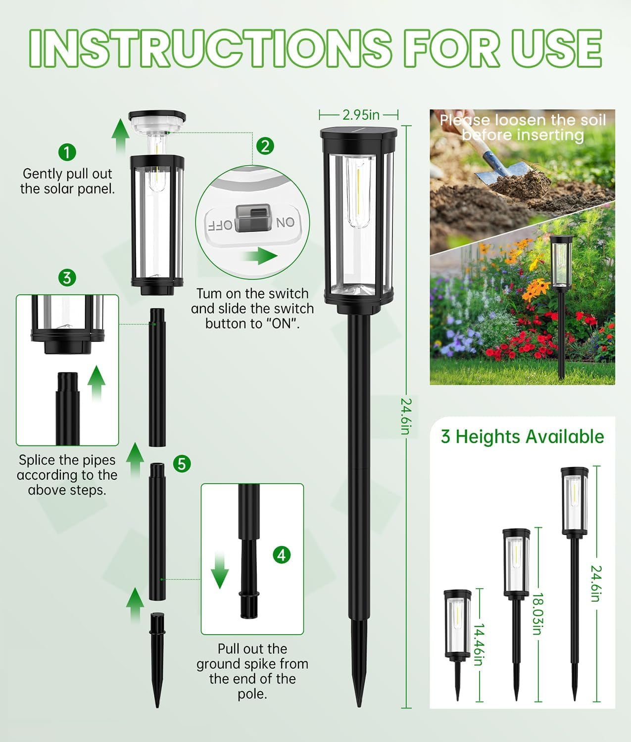 Solar Landscape Lights, 6 Pack, Cool White, IP65