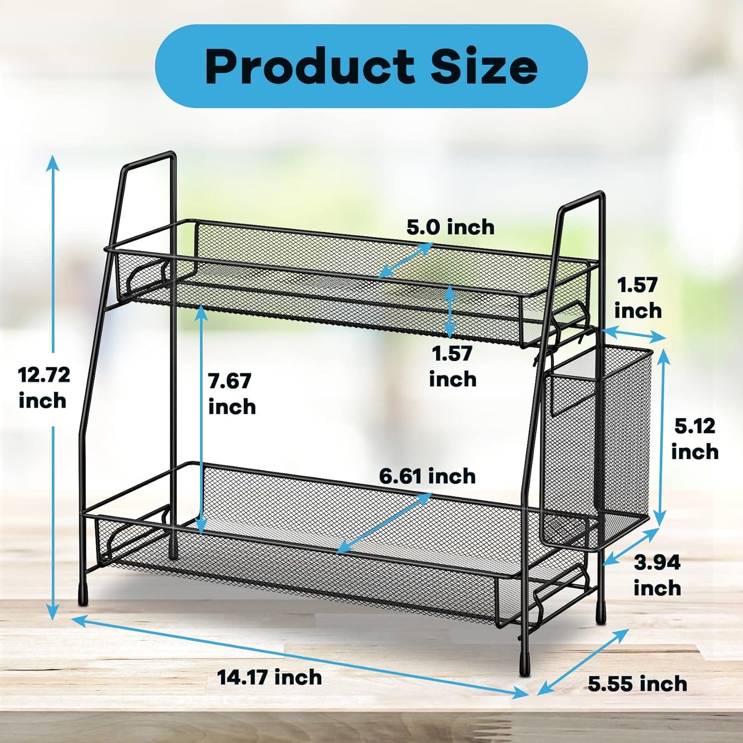 Bathroom Organizer Countertop, Spice Rack Organizer for Cabinet,Black