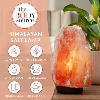 Himalayan Salt Rock Lamp | 6-8 Inch (4-7 Lb) | Natural Salt Rock Lamp with Dimmer Switch & Wooden Base | Night Light & Bulb Replacement (Pack of 2)