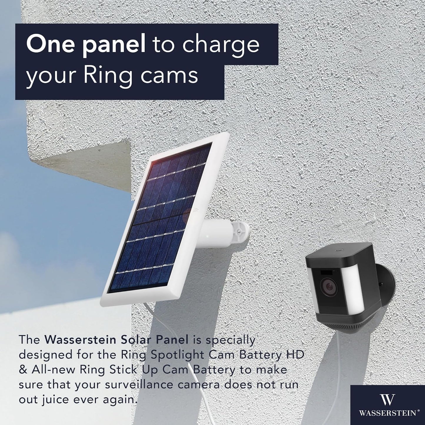 Solar Panel Compatible with Ring Spotlight Cam & Spotlight Cam 2K/Plus/Pro Battery, Stick up Cam/Pro & Outdoor Cam plus Battery-Continuous Power for Ring Surveillance Camera, 3 Pack-White