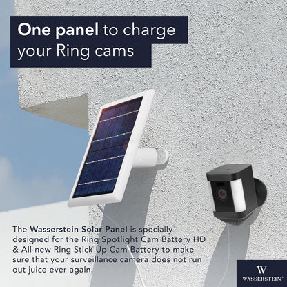 Solar Panel Compatible with Ring Spotlight Cam & Spotlight Cam 2K/Plus/Pro Battery, Stick up Cam/Pro & Outdoor Cam plus Battery-Continuous Power for Ring Surveillance Camera, 3 Pack-White