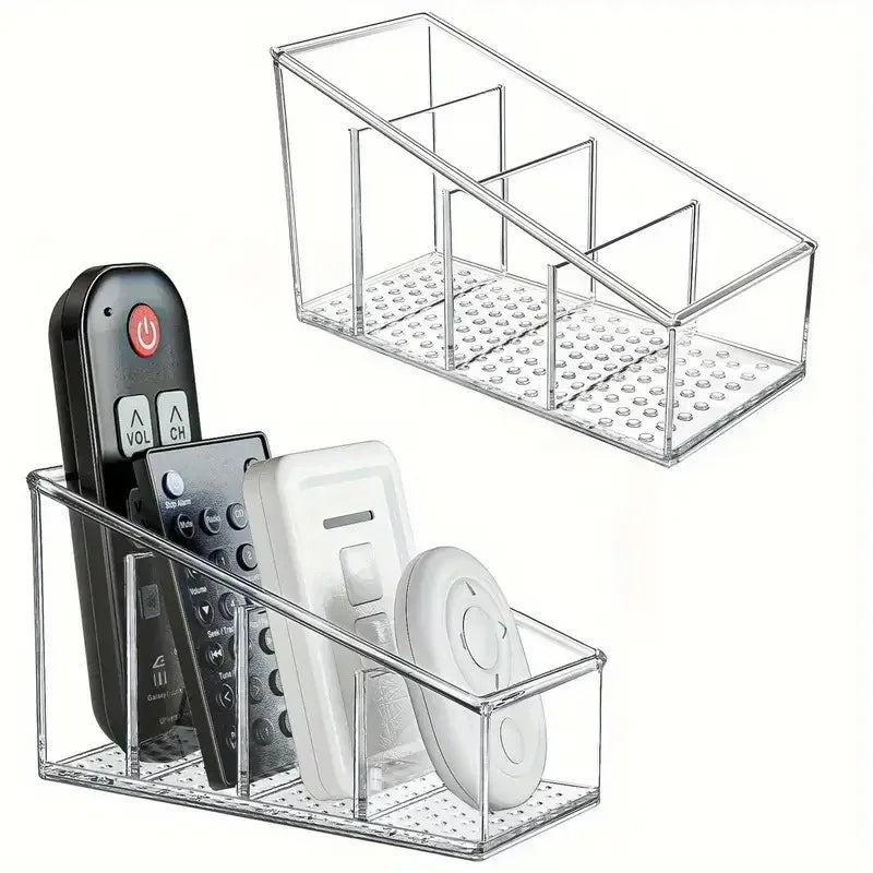 Romote Control Holder with 4 Compartments Clear Romote Holder Home Decor Kitchen Acccessories Make up Orangizer Storage