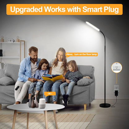 Floor Lamp, 18W 1800LM Super Bright LED Floor Lamp with Remote & Works with Smart Plug, Dimmable Timing Eye Caring Reading Lamps Floor Standing for Living Room Bedroom Office