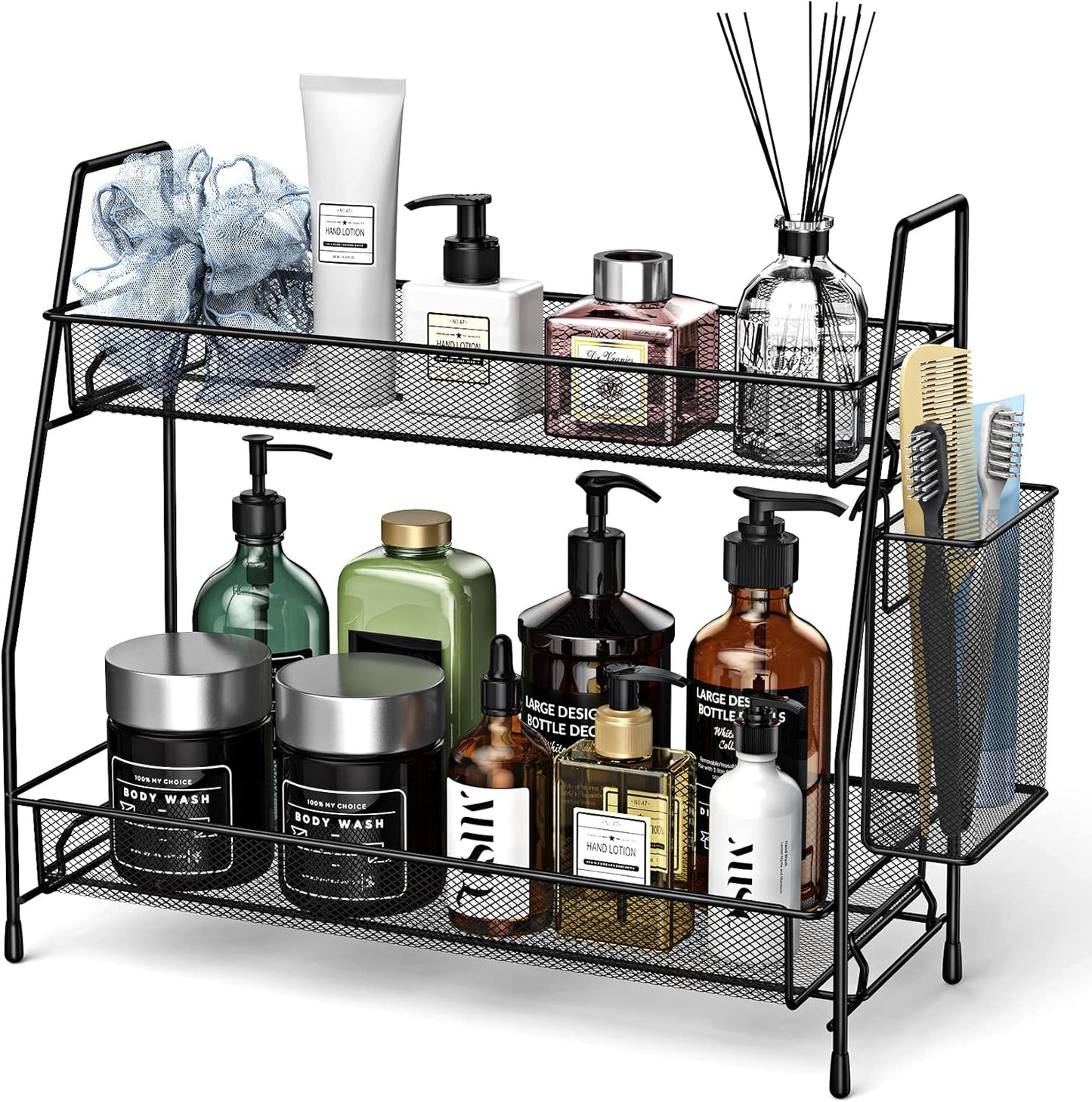 Bathroom Organizer Countertop, Spice Rack Organizer for Cabinet,Black