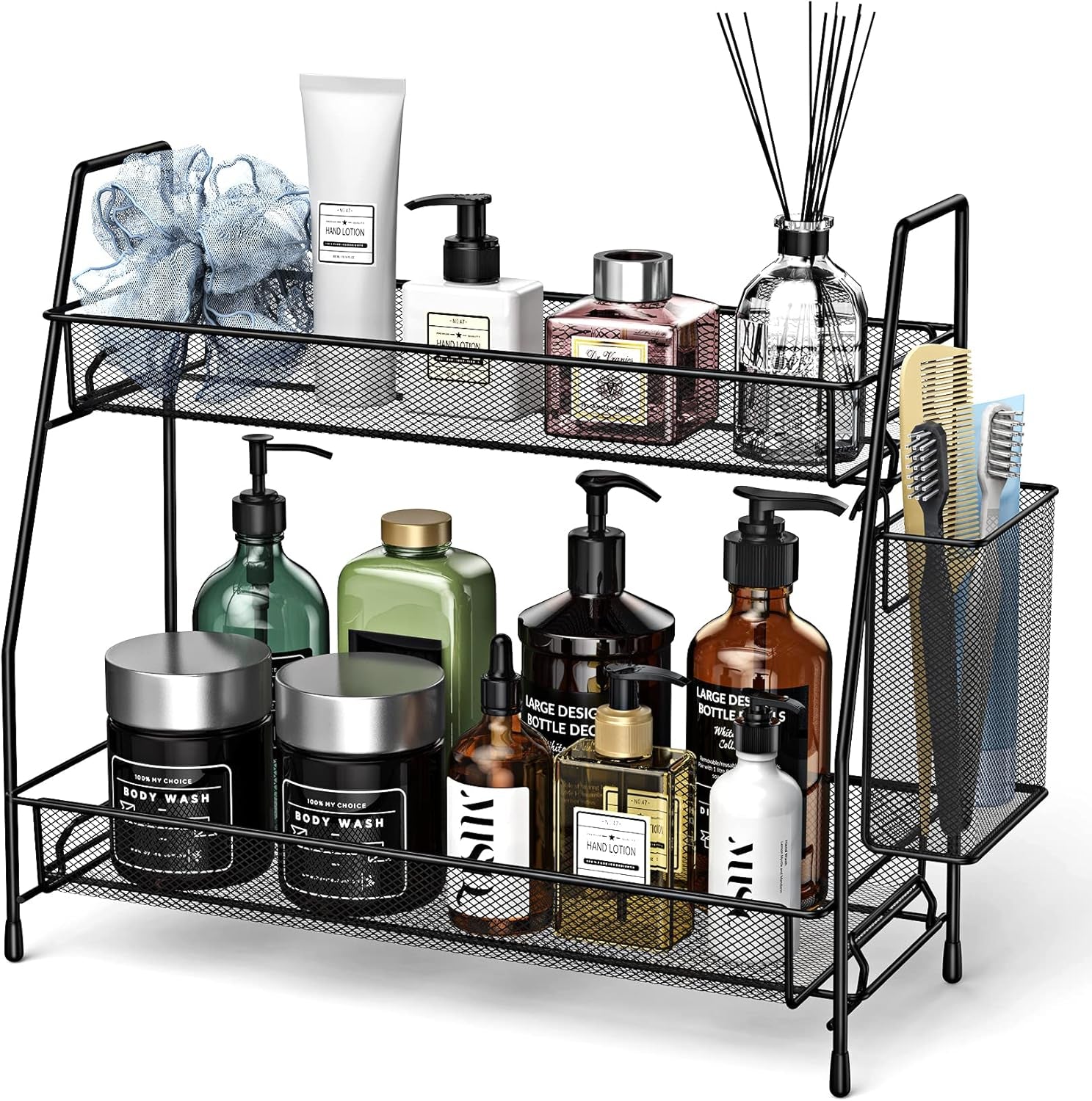Bathroom Organizer Countertop, Spice Rack Organizer for Cabinet,Black