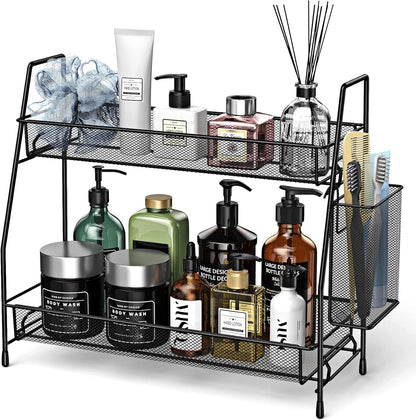 Bathroom Organizer Countertop, Spice Rack Organizer for Cabinet,Black