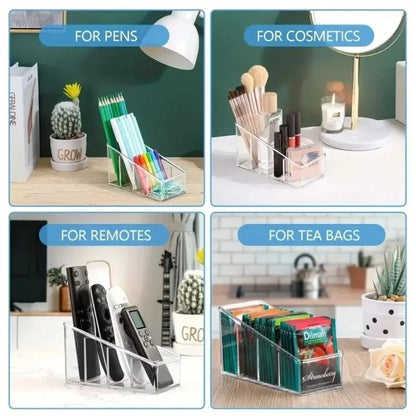 Romote Control Holder with 4 Compartments Clear Romote Holder Home Decor Kitchen Acccessories Make up Orangizer Storage
