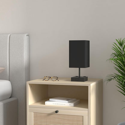 Bedside Table Lamp for Bedroom with 2 USB Ports, 14-Inch, Black