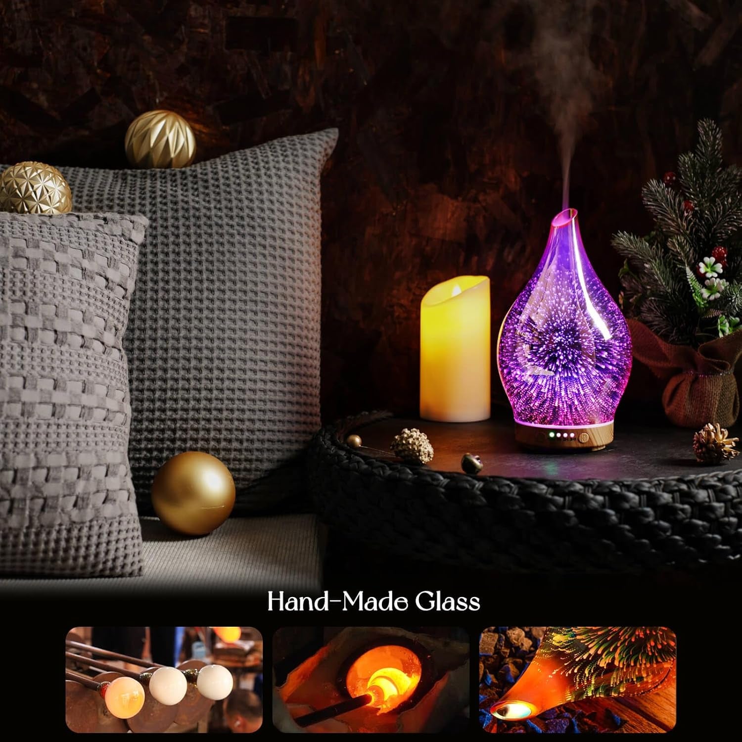 Essential Oil Diffuser 150Ml Handmade Glass Diffuser 6H Runtime